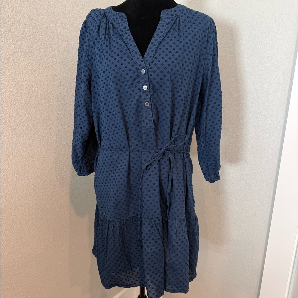 LOFT Blue Textured Midi Dress